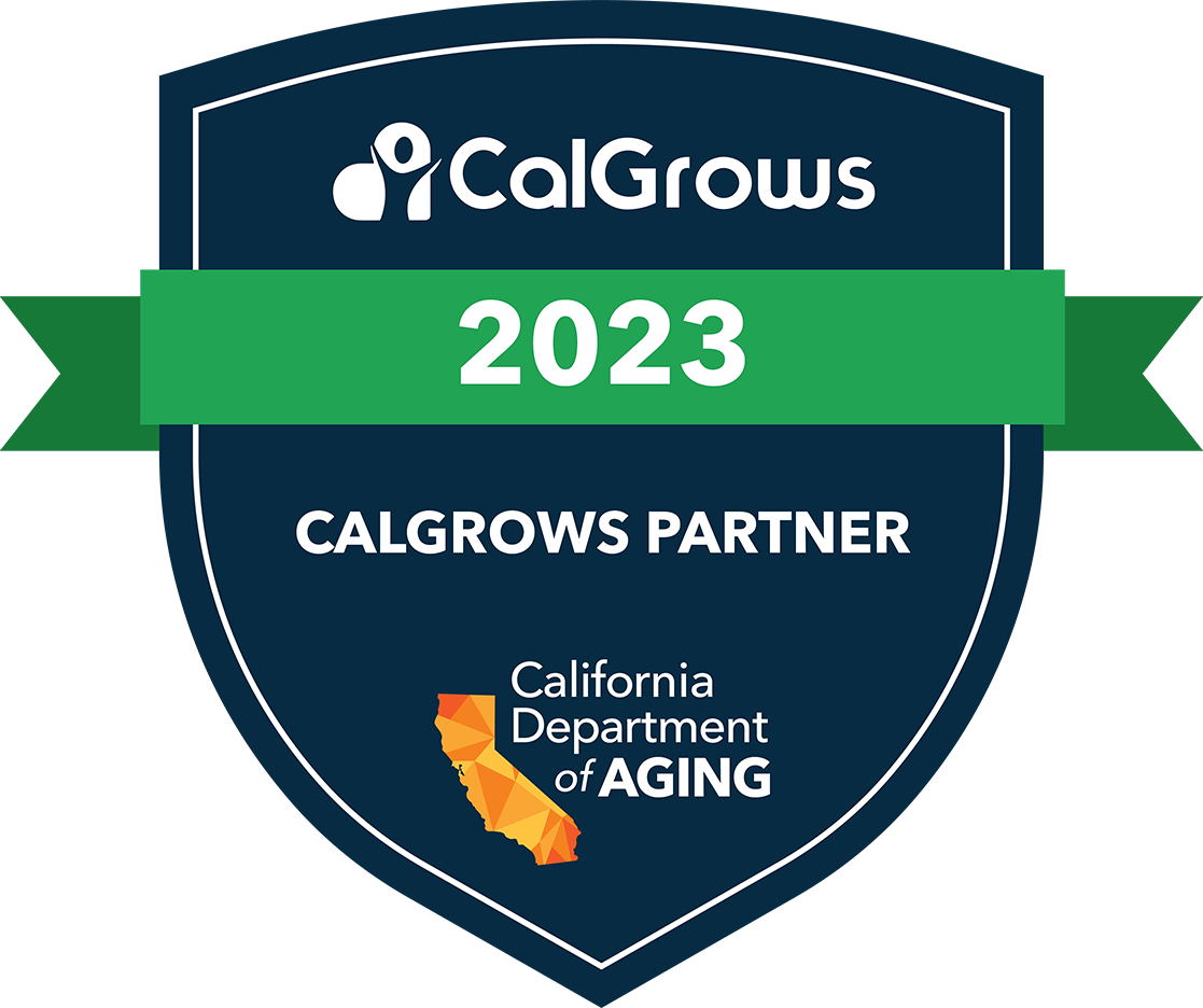 Badge of 2023 CalGrows Partner from the CA Department of Aging.